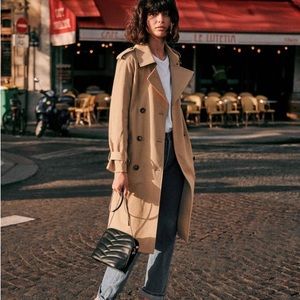Sézane Scott Trench Coat in Camel. Size 40 (US 8)